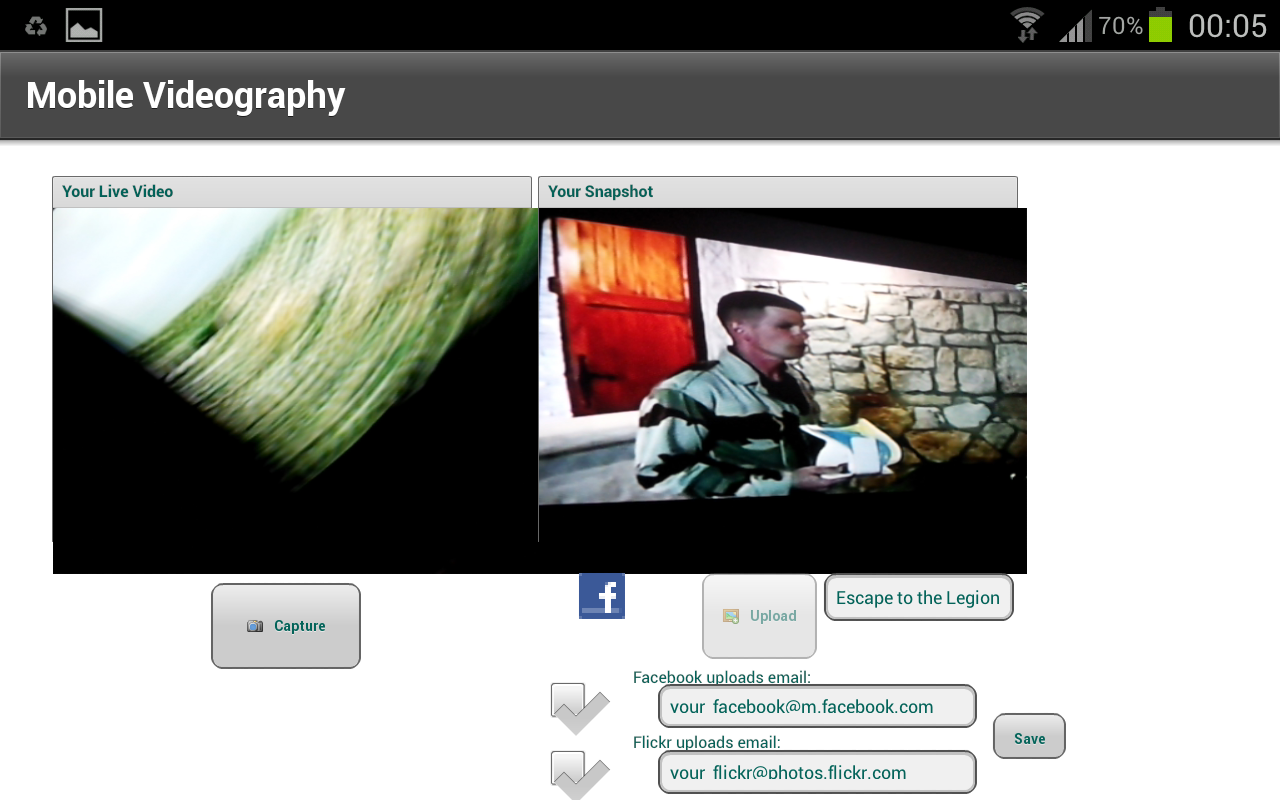 Screenshot of Videographer Mobile app