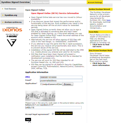 Symbian Open Signed Online screenshot...